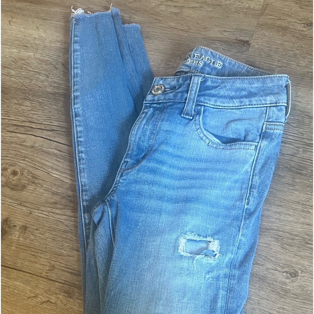 Patchwork distressed jeans 0